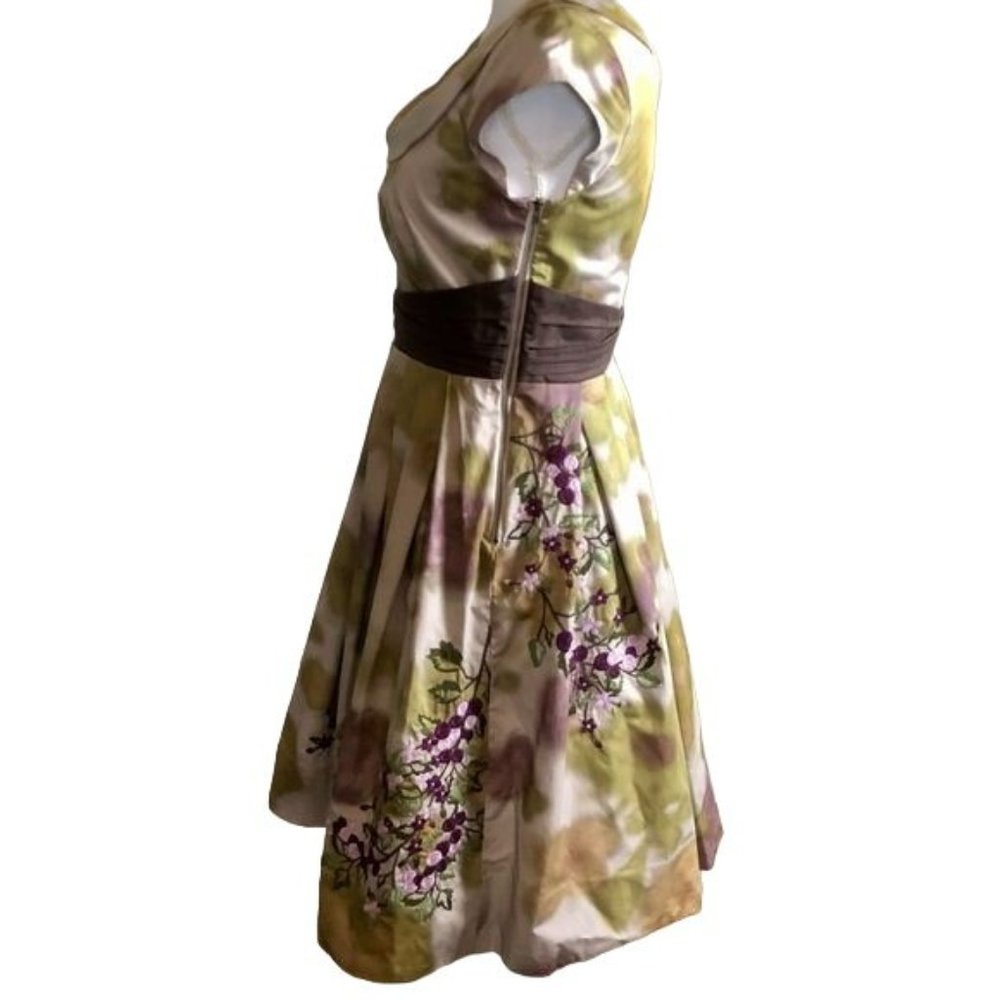Anthropologie Floreat Travessia Dress Womens 4 Used Tulle Skirt Purple Green - Picture 13 of 15